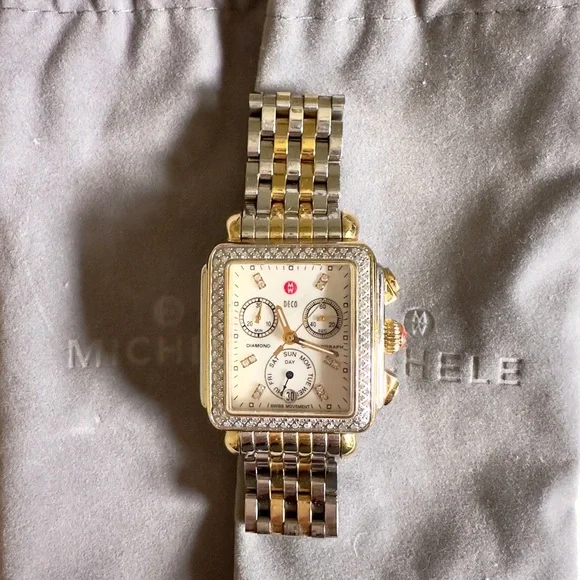 Michele Accessories Michele Diamond High Shine Twotone 8k
